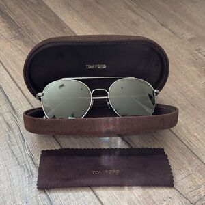 Tom Ford Metallic Gray Aviator Sunglasses